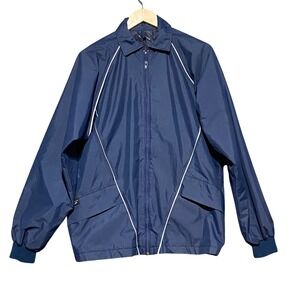 ProQuip Vintage Gore-Tex Golf Rain Jacket Navy Blue White Piping Men's Large